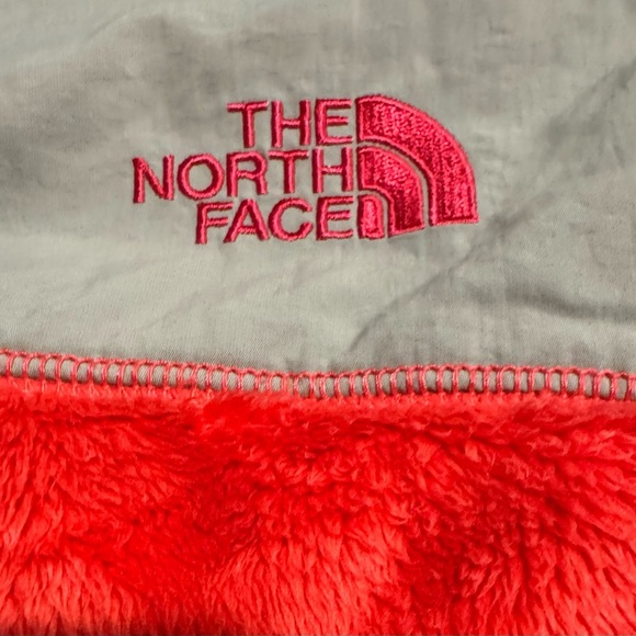 The North Face Osito Pink Gray Soft Fleece Jacket Coat Full Zip Girls XL 18 - Picture 8 of 9